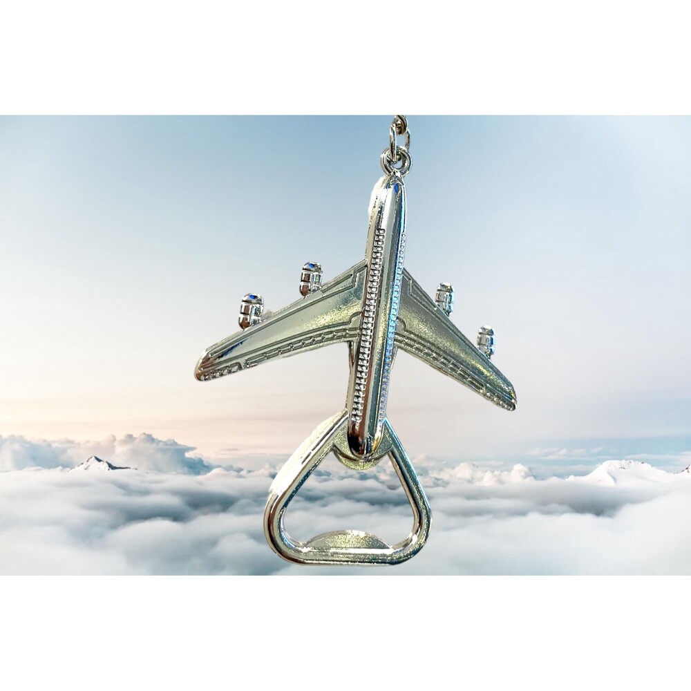 Travel Themed Keychain Bottle Opener - Retro Airplane Design